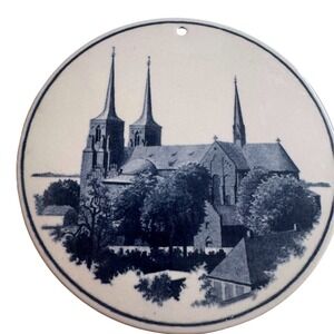 Royal Copenhagen Roskilde Cathedral Plate Denmark Fajance Blue White